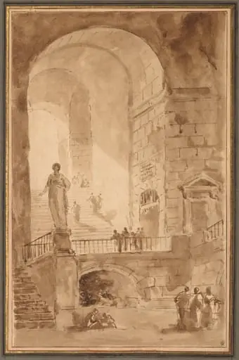 Vaulted Staircase, by Hubert Robert