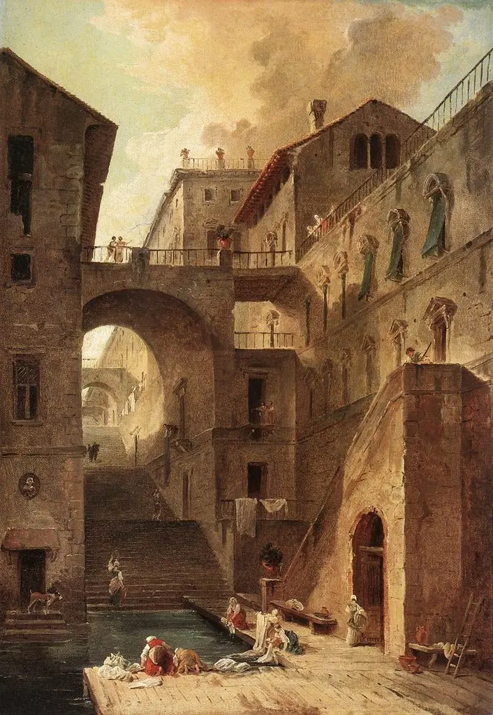 Washerwomen, by Hubert Robert