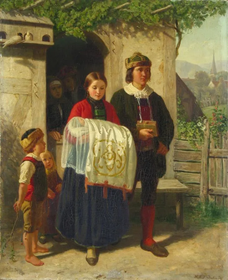 Baptism, by Hubert Salentin, oil, 1856