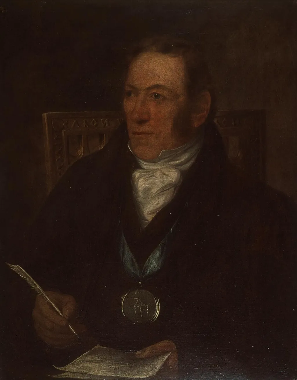 Walter Davies (Gwallter Mechain), by Hugh Hughes, oil, 1830
