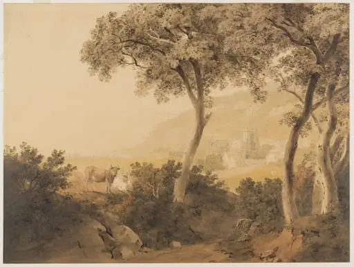 Bangor Cathedral : Penmaenmawr in the distance, by Hugh William Williams