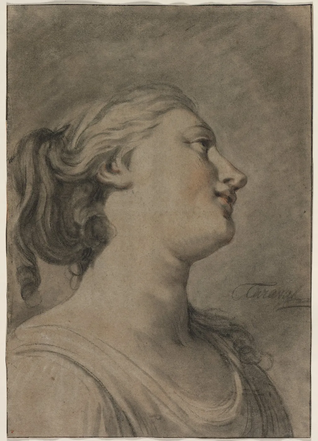 Head of a Female Figure in Profile, Turned to the Right, by Hughes Taraval, 1766