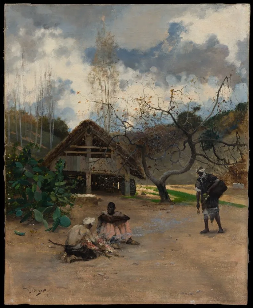 By the Fire – Scene from Morocco, by Hugo Birger, oil