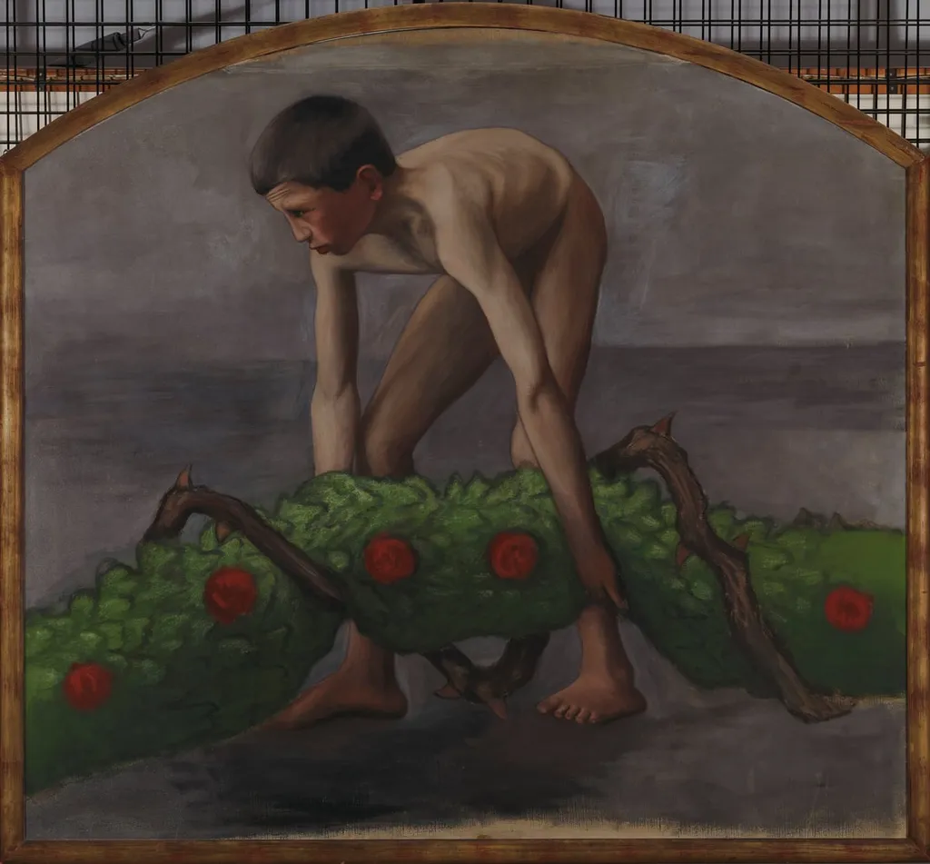 Köynnöksen kantaja, harjoitelma Tampereen Tuomiokirkon lehterifreskoa varten, by Hugo Simberg, unspecified