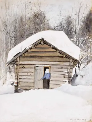 Talvimaisema, eukko saunanovella