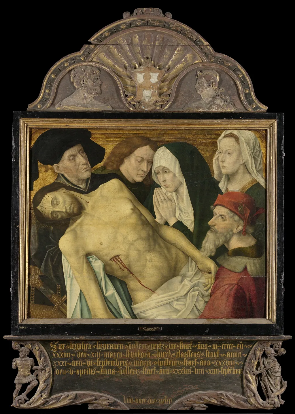 Central panel of a Memorial Triptych, formerly called the Gertz Memorial Triptych, with the Lamentation, by Hugo Van der Goes, oil, 1527