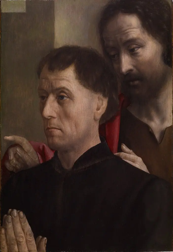 Portrait of a Man at Prayer with Saint John the Baptist, by Hugo Van der Goes