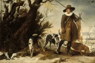 Hunter in a Winter Landscape with Dogs