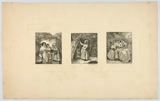 Hüssener, Auguste: Andruckbogen mit drei Gemäldereproduktionen, 1840