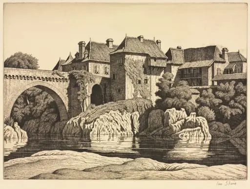 Houses by the Bridge, Orthez, by Ian Strang