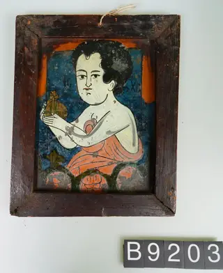 Icoană pe sticlă „Isus cu Globul”