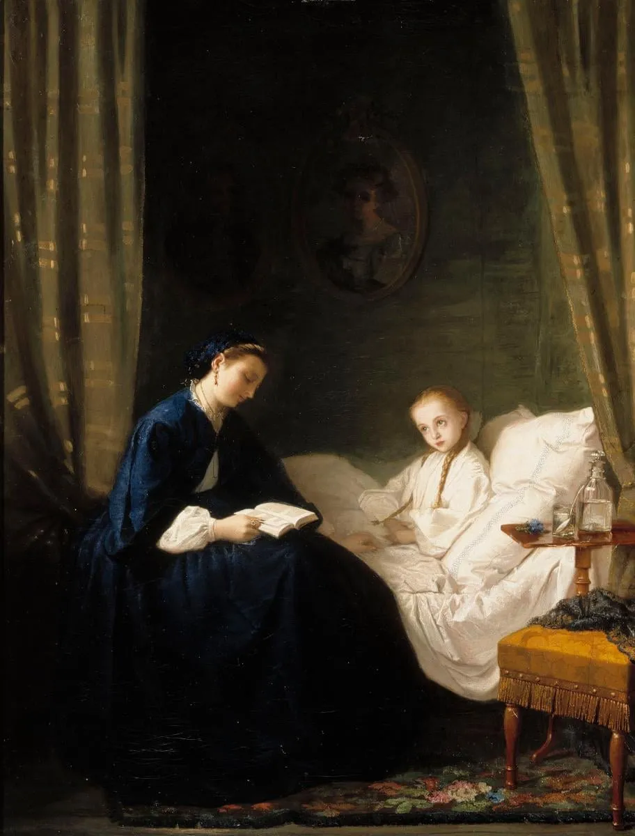 Äiti lukee sairaalle lapselleen, by Ida Silfverberg, unspecified