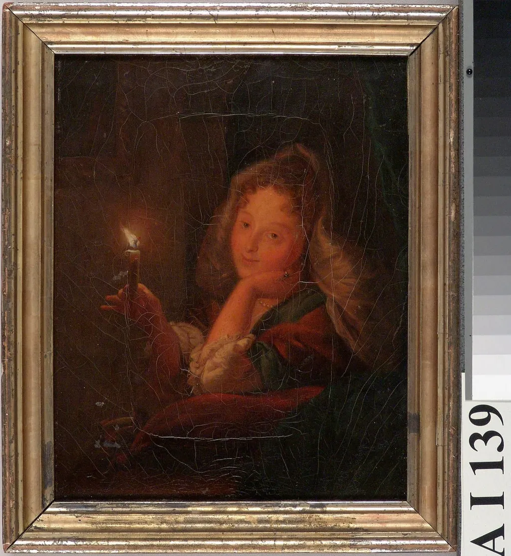 Nuori tyttö kynttilä kädessä, kopio Gottfried Schalckerin mukaan, by Ida Silfverberg, unspecified