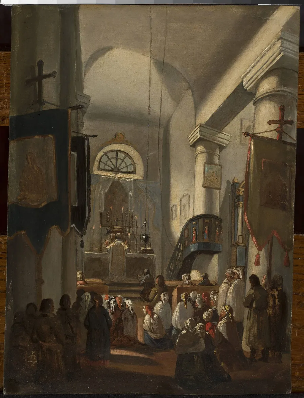 Church interior with staffage, by Ignacy Gierdziejewski, unspecified, 1853