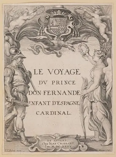Title Page for Le Voyage Dv Prince Don Fernande Infant d'Espange, Cardinal, by Ignatius Cornelis Marinus