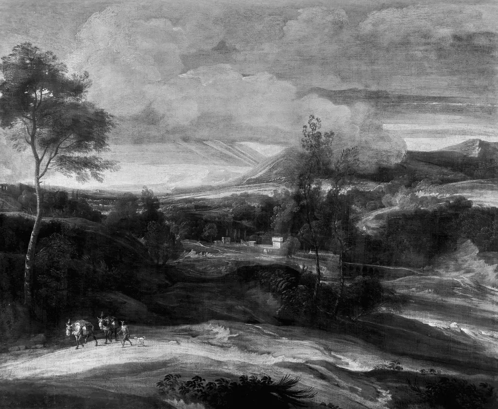 Landscape with a donkey driver, by Ignatius van der Stock, oil, 1658