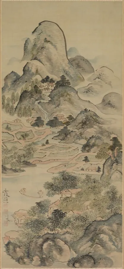 Fishing in Springtime, by Ike no Taiga, unspecified, 1704