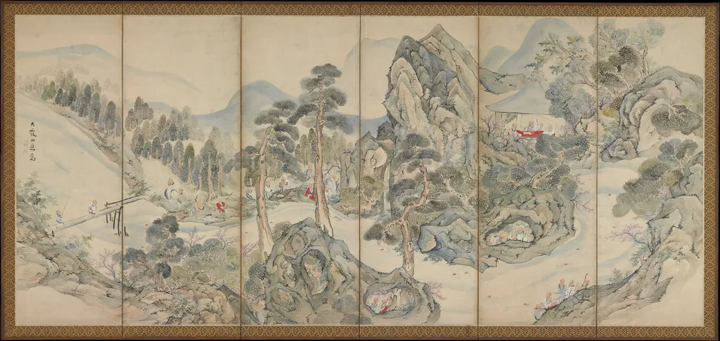 Orchid Pavilion Gathering; Autumn Harvest Festival, by Ike no Taiga, unspecified, 1763