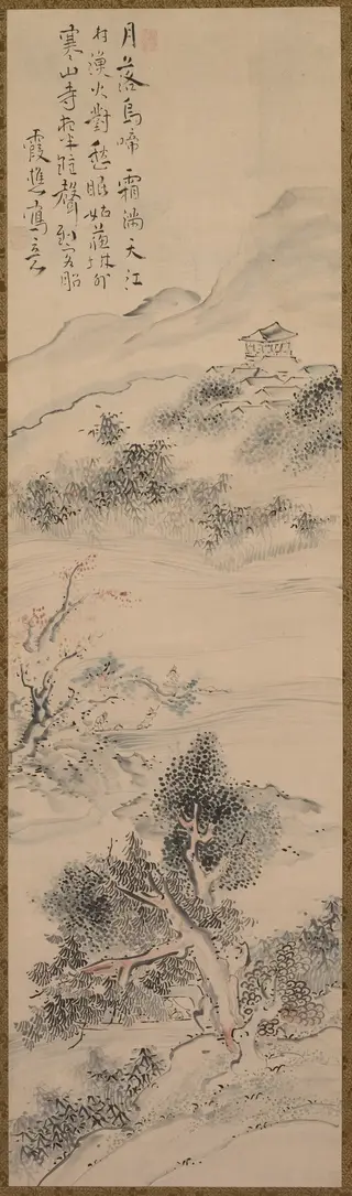Illustration of Zhang Qi's Poem on the Cold Mountain Temple, by Ike Taiga, 1763