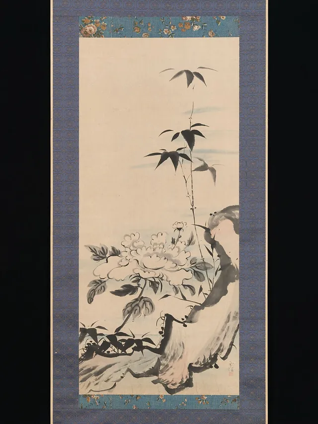 徳山玉瀾筆 牡丹に竹図|Peony and Bamboo — Ike (Tokuyama) Gyokuran