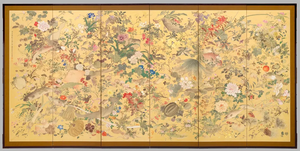 Fish and Plants, by Ikeda Keisen, ink, 1908