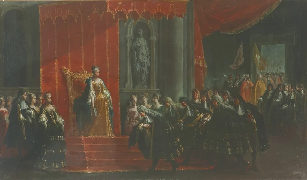 Handkiss by the communities of Parma and Piacenza, by Ilario Spolverini, oil, 1717