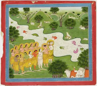 Illustrations to Life of Dhurva Maharaj: #16 All of them go to Dhurva hoping to break his concentration, and to deter him in his mission of seeing God, by Unknown