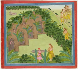 Illustrations to Life of Dhurva Maharaj: #9 God deputes Narada to examine Dhurva Maharaj's truthfulness