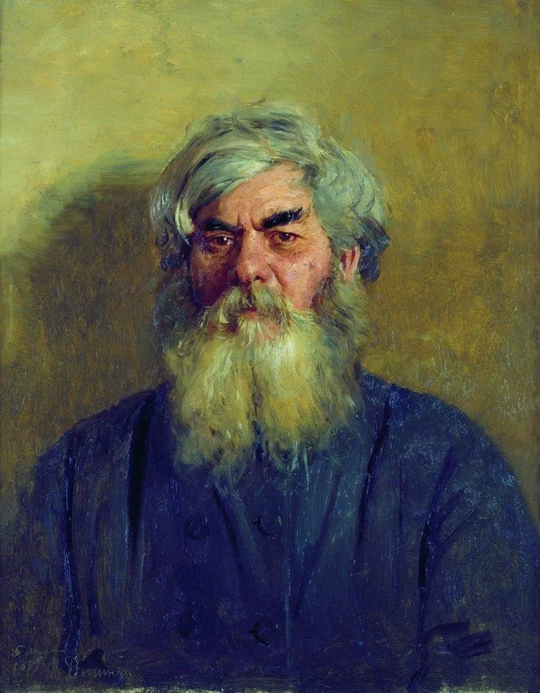 A peasant with an evil eye., by Ilya Repin, oil, 1889