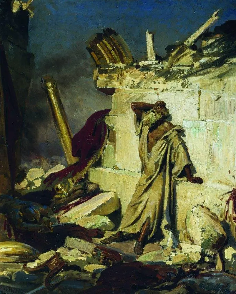 Cry of prophet Jeremiah on the Ruins of Jerusalem, by Ilya Repin