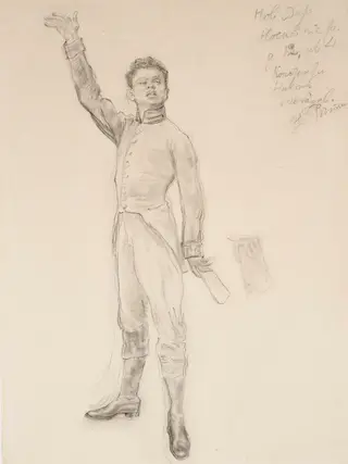 Konstantin Nikolai Lebedev, luonnos maalaukseen A. Puškin Lyseon juhlatilaisuudessa tammikuun 8. päivänä vuonna 1815