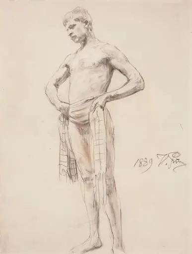 Nuori mies, luonnos maalaukseen Pyhä Nikolaus Lyykian Myrasta, by Ilya Repin