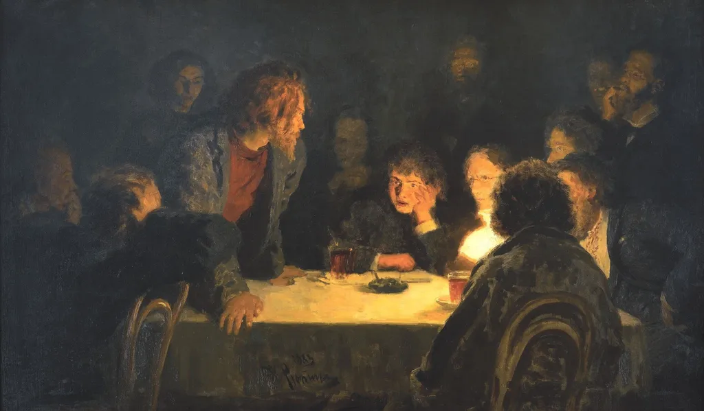 Revolutionary Congregation, by Ilya Repin, oil, 1892