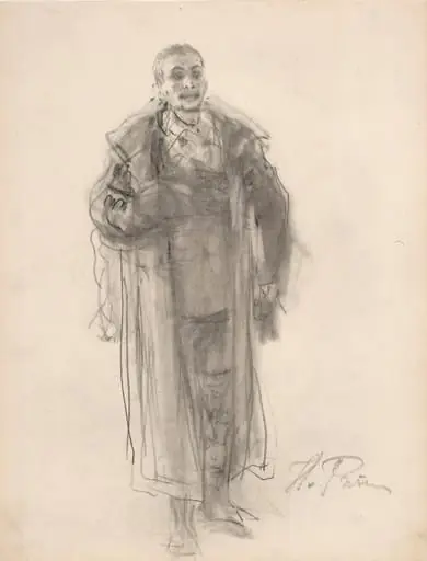 Sisään astuva mies, luonnos maalaukseen Odottamaton kotiinpaluu, by Ilya Repin