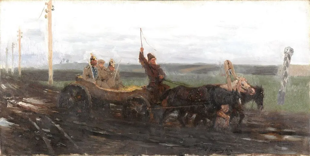 Under guard. On a dirty road, by Ilya Repin