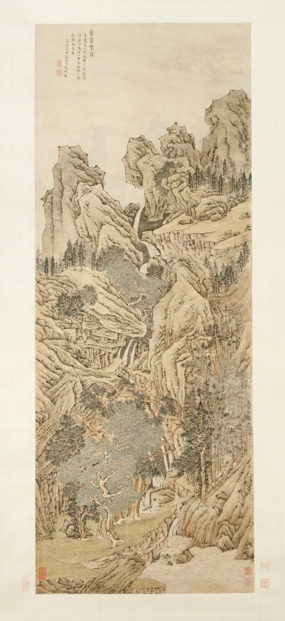 Playing the Qin in a Secluded Valley, by In the style of Wen Zhengming, unspecified, 1548