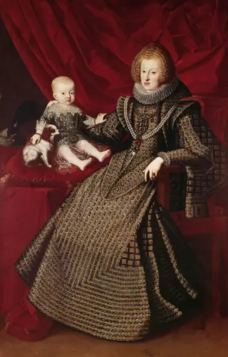 Infantin Maria Anna (1606-1646), Kaiserin, in ganzer Figur mit ihrem erstgeborenen Sohn Ferdinand (1633-1654)