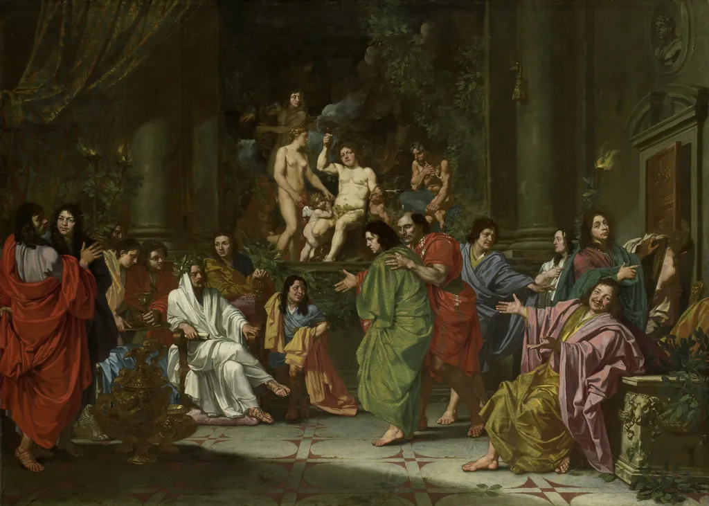 Initiation of a new Member of the Bentvueghels in Rome (Schildersbent), oil, 1660