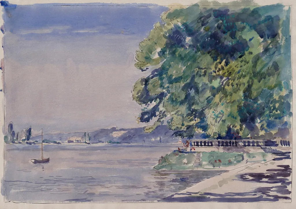 The Seine at Caudebec, by Innes, watercolor, 1908