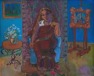 Interiør med indisk kvinde, by Raoul Dufy