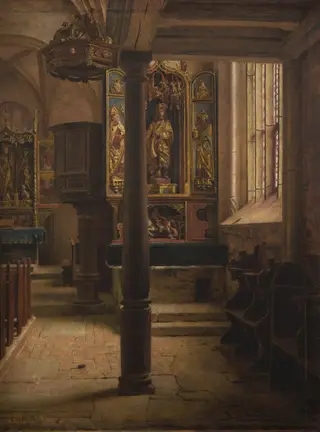 Interior of St Wolfgang's Church in Rothenburg