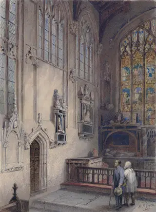 Interior of Stratford-on-Avon church, showing Shakespeare's Monument