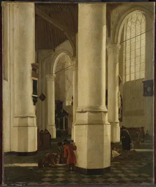 Interior of the Oude Kerk, Delft, with the tomb of Pieter Pietersz Heijn (15881629), vice admiral of Holland, by Hendrick Cornelisz. van Vliet