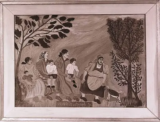Sequences from the Village Museum, Naive painting by Costache Agachi - The gossip (1988), by Ioan George Andron