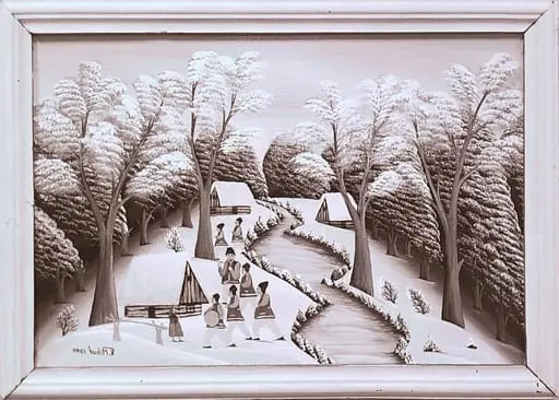 Sequences from the Village Museum, naive painting by Petru Mihuțe - Winter with van (1988), by Ioan George Andron