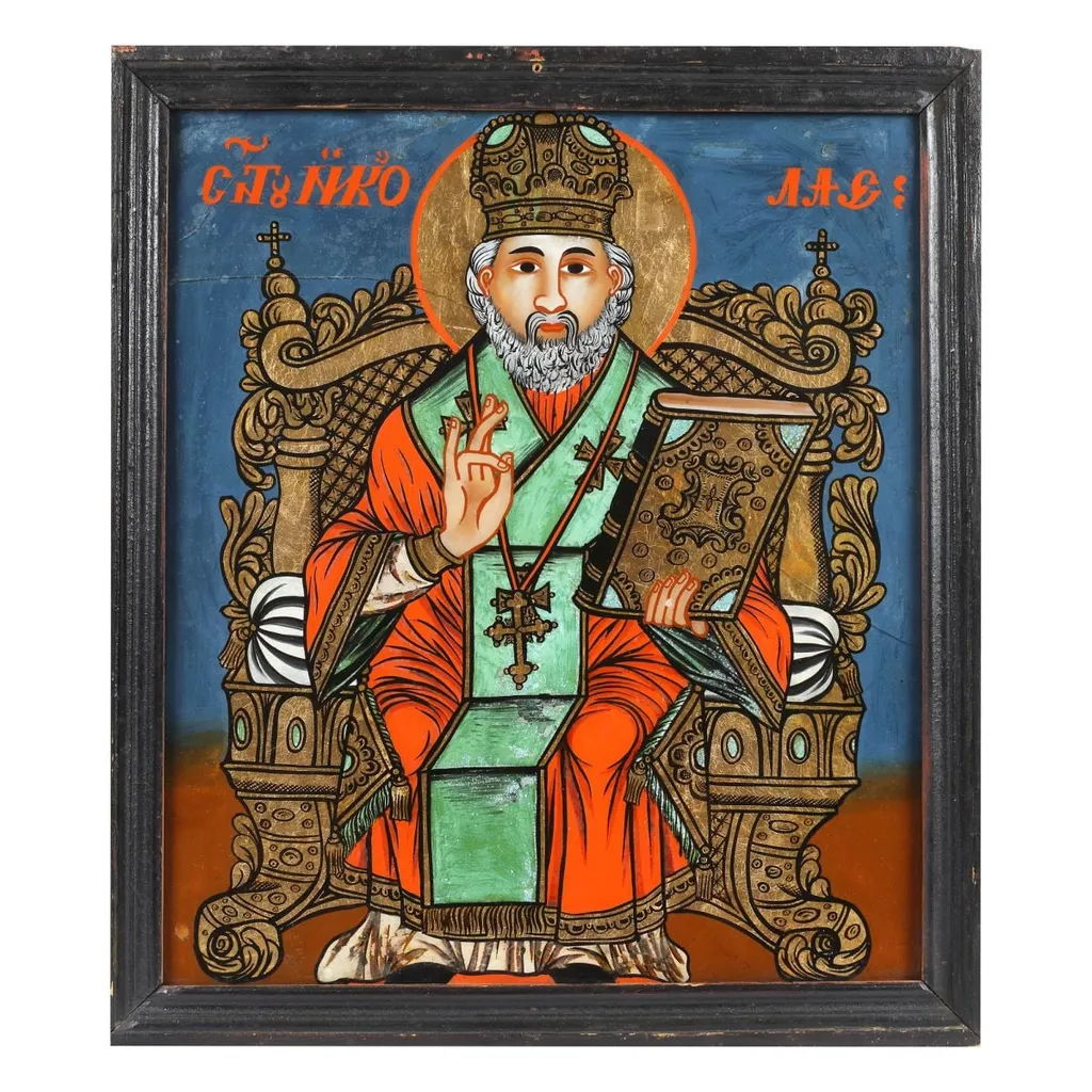 Sfântul Ierarh Nicolae pe tron, by Ioan Pop Zugrav din Făgăraș