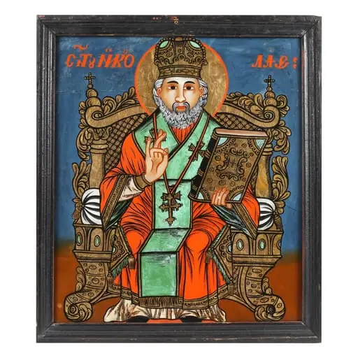 Sfântul Ierarh Nicolae pe tron, by Ioan Pop Zugrav din Făgăraș