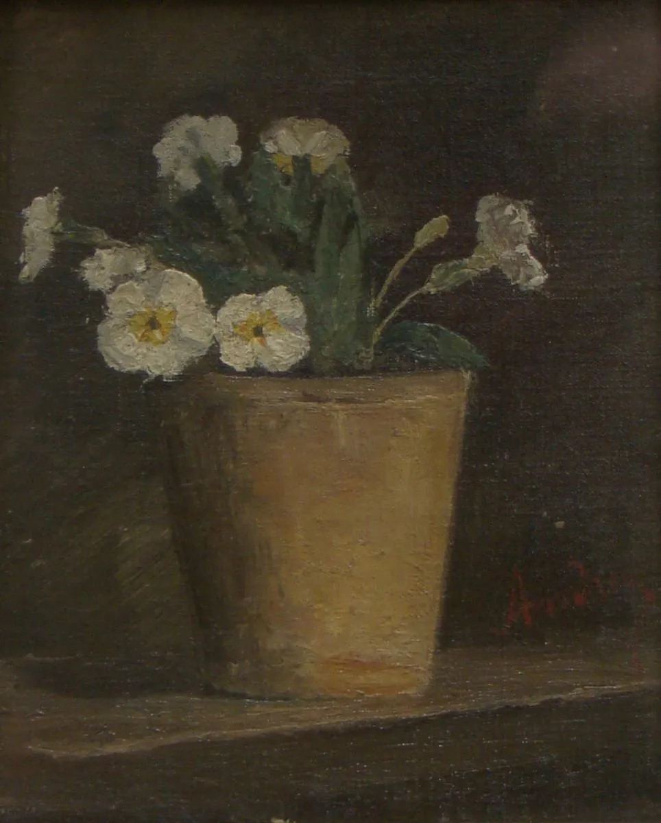Ghiveci cu flori albe, by Ion Andreescu, 1876