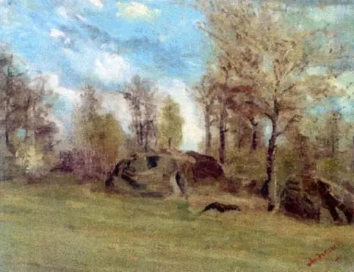 Stânci în pădure, by Ion Andreescu