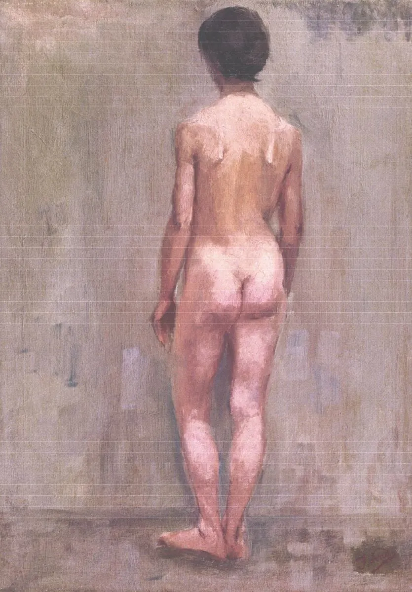 Studiu de nud cu spatele (Nud în atelier), by Ion Andreescu, 1850